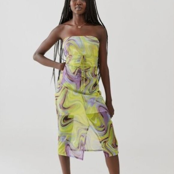 Urban Outfitters Dresses & Skirts - NWT Urban Outfitters UO Sol Mesh Strapless Midi Dress Purple Green M